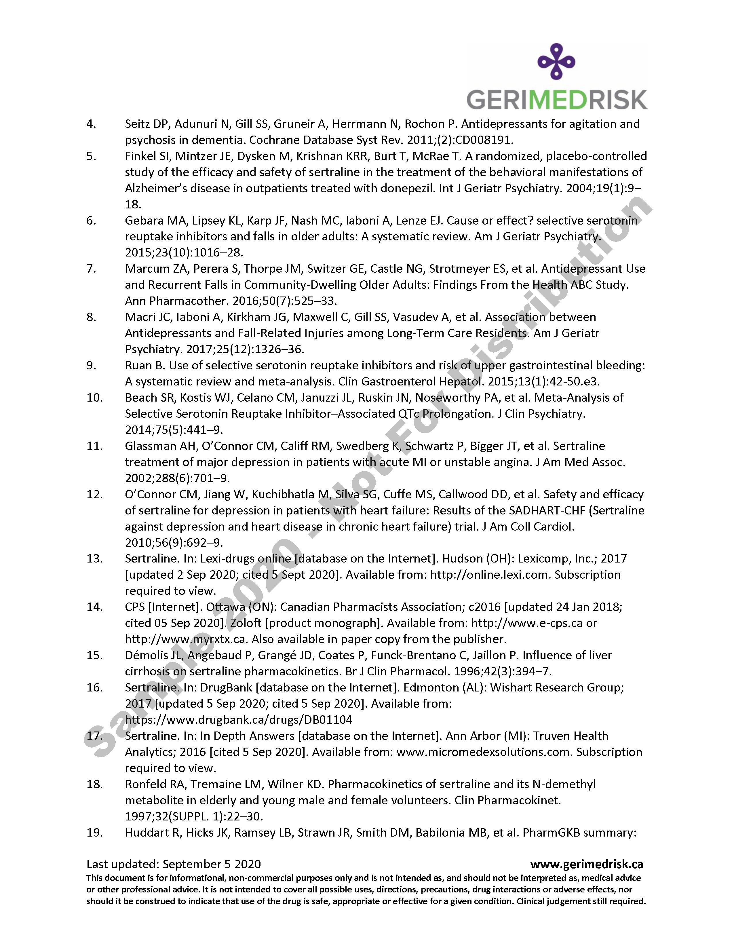 Sample drug summary